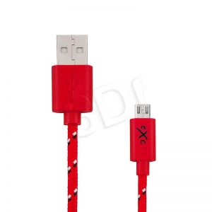 EXC UNIWERSALNY KABEL USB-MICRO USB, WEAVE, 2 METRY, CZERWONY