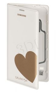 Samsung Etui do telefonu Flip Wallet Moschino 5,1\ Galaxy S5 białe+złote serce
